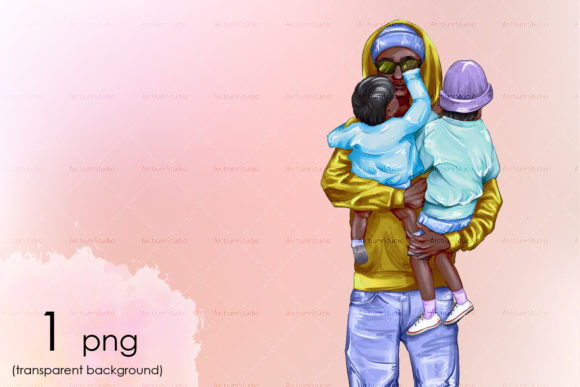 Download African American Dad and Two Sons in Arm - African american dad Collection