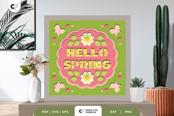 Download Hello Spring 3D Shadow Box Paper Cut SVG - Spring Collection